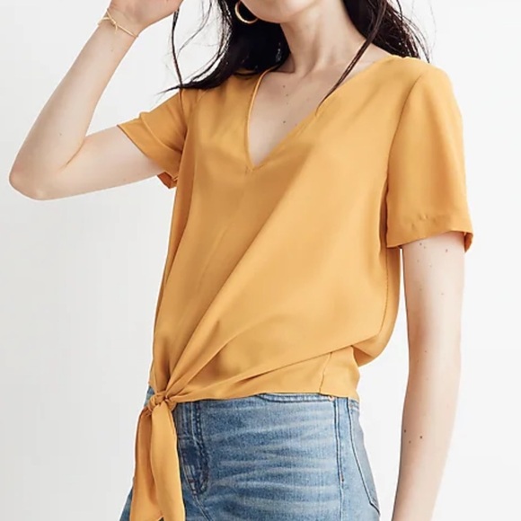 Madewell • Tungsten Glow Yellow Novel Tie Front Blouse - Picture 11 of 11